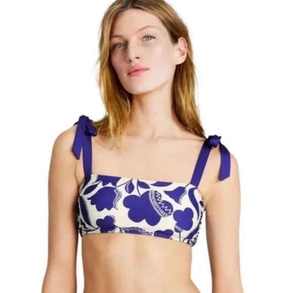NWT Kate Spade Blue Berry Shoulder Tie Bikini Swimsuit Floral Sz XS - Picture 13 of 14